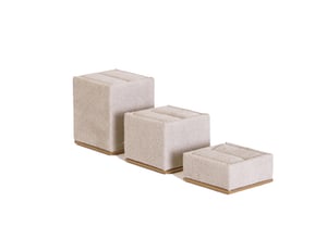 Coward Espositore Per Anelli In Bambù E Velluto - Organizer Da Cucina O Comodino, Beige
