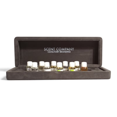 Coffret d'échantillons de parfum en Alcantara Scent Company par To Be Packing
